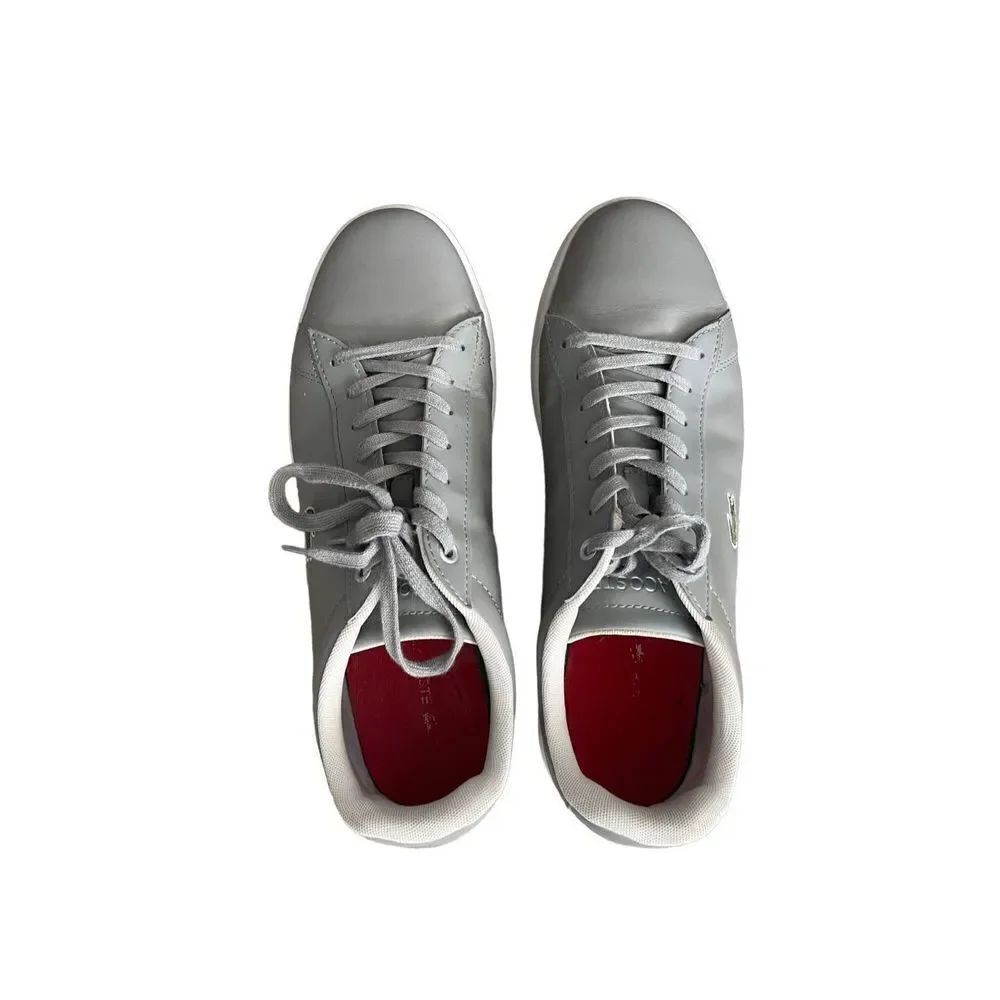 Lacoste Men's Gray Hydez Leather Padded Collar Sneakers Size 10